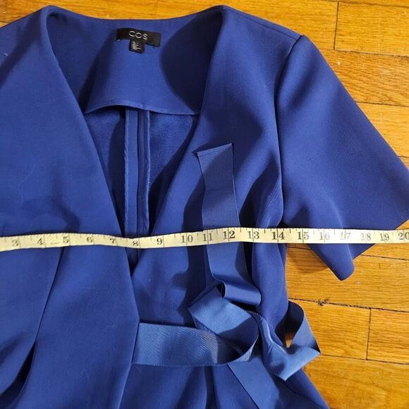COS Belted Scuba Wrap Dress Blue Size 2 Short Sleeve - Picture 5 of 8